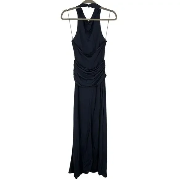 Solid & Striped The Bobby Maxi Dress Halter Neck Ruched Formal Vacation Navy MD